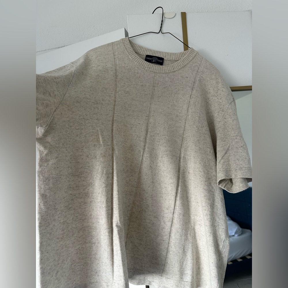 Men's Beige Short Sleeve Sweater